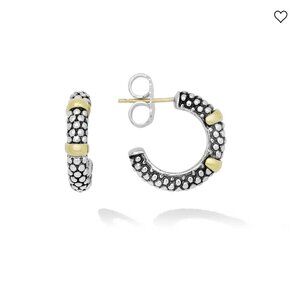 Lagos Caviar Signature Sterling Silver 18kt Gold Hoops Earrings